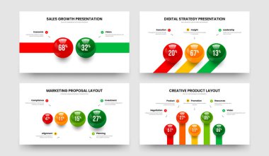 Profesyonel Giriş 2345 Element Grafik Slayt Gösterisi Şablonu Ayarlandı. Kurumsal Kampanya 2345 Seçenek Grafik Kaydırağı Vektör Çizimi Resimleme Koleksiyonu.