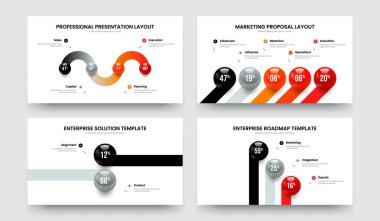 Renkli Giriş 4523 Element Grafik Tasarım Paketi. Basit Brifing Dört Beş İki Üç Adım Slayt Gösterisi Düzeni Vektör Çizimi.