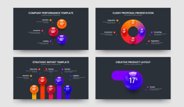 Asgari Fırlatma 3415 Adım Grafik Kaydırma Tasarımı Seti. İş Kampanyası 3, 4, 5, 1, Element Bilgi Sunumu Vektör İllüstrasyon Koleksiyonu.