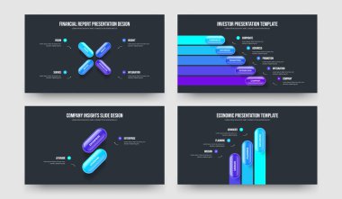 Ürün Stratejisi 4-5-2-3 Seçenek Kaydırma Planı Vektör Çizimi Seti. Finansal İnovasyon 4523 Adım Tanıtım Tasarımı Koleksiyonu.