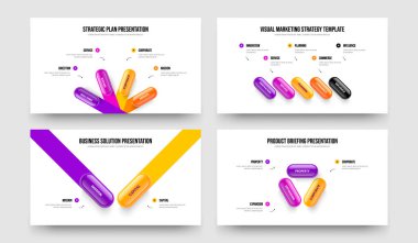 Satış Teklifi 4523 Element Diyagramı Kaydırma Şablonu Koleksiyonu. Profesyonel Brifing Dört Beş İki Üç Seçenek Bilgilendirme Çerçeve Düzenleme Vektör İllüstrasyonu.