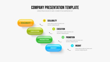 Creative Briefing 4 Element Infographic Frame Template. Visual Portfolio Slide Layout Vector Illustration. Sales Report Four Step Diagram Slideshow Design.