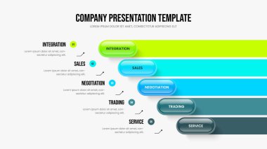 Digital Innovation Frame Template Vector Illustration. Product Forecast 5 Element Diagram Slideshow Layout. Project Planning Five Step Infographic Presentation Design.