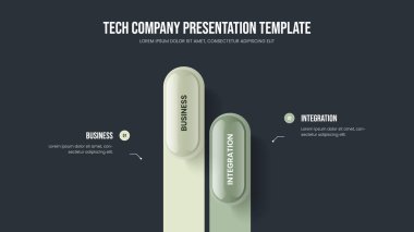 Corporate Performance Two Step Diagram Slideshow Template. Creative Growth Slide Design Vector Illustration. Financial Visualization 2 Element Infographic Frame Layout.