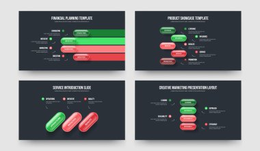 Visual Profile Four Five Three Step Diagram Frame Template Vector Illustration Collection. Consulting Introduction 4 5 3 Option Infographic Slide Design Bundle.