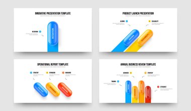 Consulting Portfolio One Two Three Four Step Diagram Presentation Template Vector Illustration Collection. Modern Visualization 1 2 3 4 Option Infographic Frame Design Bundle.