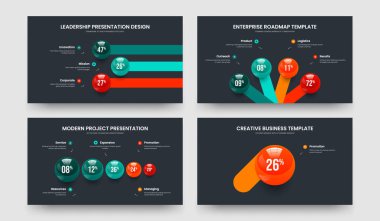 Marketing Insight 3 4 5 1 Step Infographic Slide Template Collection. Financial Portfolio Three Four Five One Element Graph Frame Layout Vector Illustration Set.