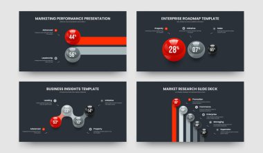 Educational Introduction 2 3 4 5 Step Chart Frame Layout Collection. Modern Forecast Two Three Four Five Element Graph Slide Template Vector Illustration Bundle.