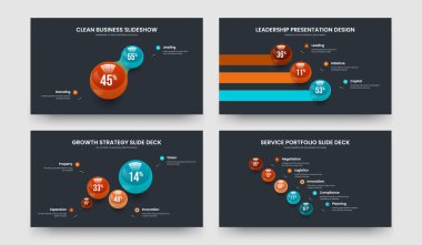 Yaratıcı İçgörü İki Üç Dört Beş Adım Çizelge Tasarımı Vektör İllüstrasyon Paketi. Pazar İnovasyonu 2345 Element Bilgi Slaytı Şablonu Ayarlandı.
