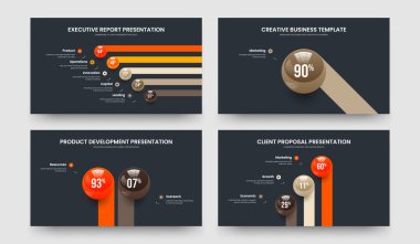 Şirket Teklif 5123 Basamaklı Diyagram Slayt Gösterisi Düzenleme Seti. Zarif Performans Beş Bir İki Üç Seçenek Bilgisel Sunum Şablonu Vektör İllüstrasyon Koleksiyonu.