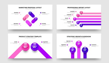 Profesyonel İnceleme Dört Beş İki Üç Element Grafik Slayt Gösterisi Vektör Çizim Paketi. Temiz Çözüm 4523 Adım Diyagramı Sunum Şablonu Ayarlandı.
