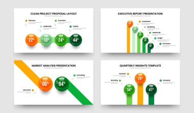 Temiz Brifing 4-5-2-3 Element Grafik Şablon Vektör Resimleri Koleksiyonu. Fen Fırlatma 4523 Adım Çizelgesi Kaydırma Düzeni Paketi.