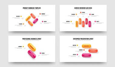 Reklam İnovasyonu 4523 Adım Tanıtım Şablonu Ayarlandı. Piyasa İncelemesi 4-5-2-3 Element Diyagram Çerçeve Tasarım Vektör Resimleri Koleksiyonu.
