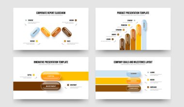 Finansal Giriş 4523 Element Bilgi Çerçeve Düzenleme Seti. Danışmanlık Performansı 4-5-2-3 Adım Diyagramı Sunum Tasarım Vektörü İllüstrasyon Koleksiyonu.