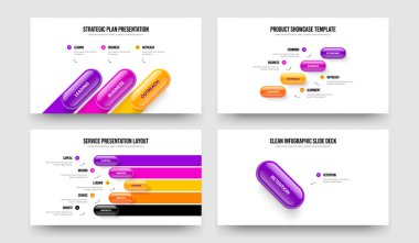 Görsel Rapor 3451 Seçenek Slayt Tasarım Koleksiyonu. Modern Görselleştirme Üç Dört Beş Bir Element Bilgisel Şablon Vektör İllüstrasyonu Ayarları.