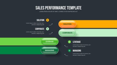 Proje Büyüme 4 Seçenek Slayt Tasarımı. İş Kampanyası Şablon Şablonu İllüstrasyonu. Modern Görselleştirme Dört Adım Bilgisel Slayt Gösterisi Düzeni.