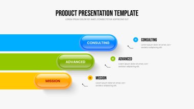 Büyüme 3 Seçeneği Slayt Gösterisi Şablonu Danışmanlık. Enterprise Visualization Frame Design Vector Illustration. Pazarlama Planı 3 Element Diyagramı Sunum Düzeni.