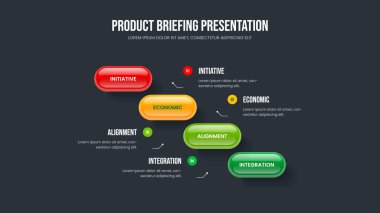 Modern Fırlatma Kaydırma Düzeni Vektör İllüstrasyonu. Şirket Gelişimi Dört Adım Diyagram Sunum Şablonu. Görsel Strateji 4 Seçenek Bilgisel Slayt Gösterisi Tasarımı.