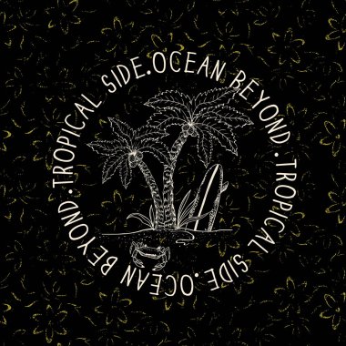 tropikal side.ocean beyond.background çiçek tasarım logo design.t gömlek baskı tasarımı .vector.