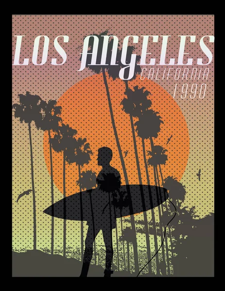 Los Angeles California Sunset Sahilde — Stok Vektör