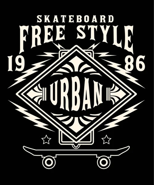 Design Stampa Skateboard Stile Libero — Vettoriale Stock