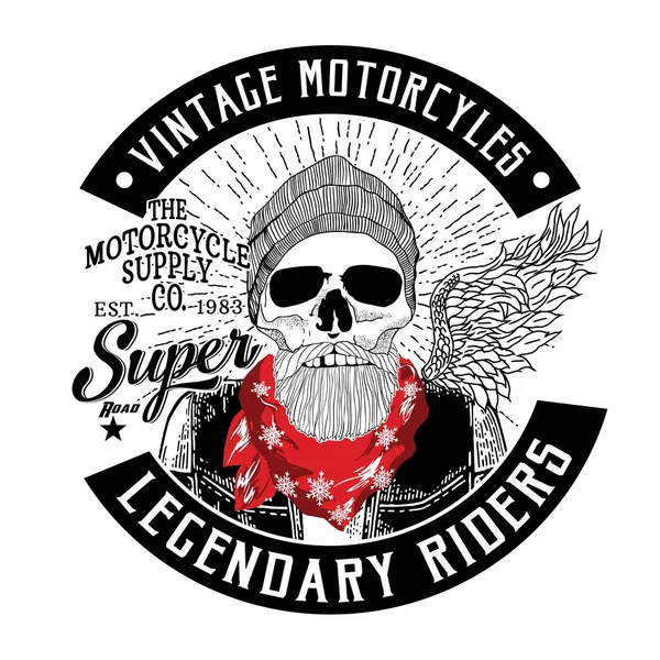 Skull Motorcyclist Vector Design — Stock Vector