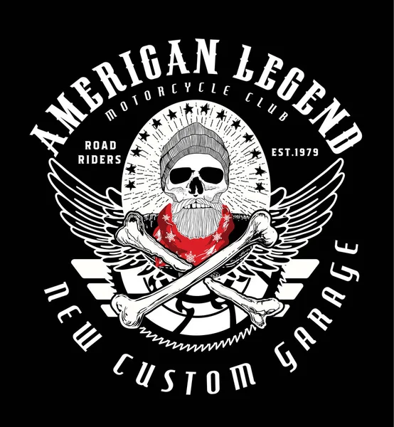 Totenkopf Und Motorrad Vektor Design — Stockvektor