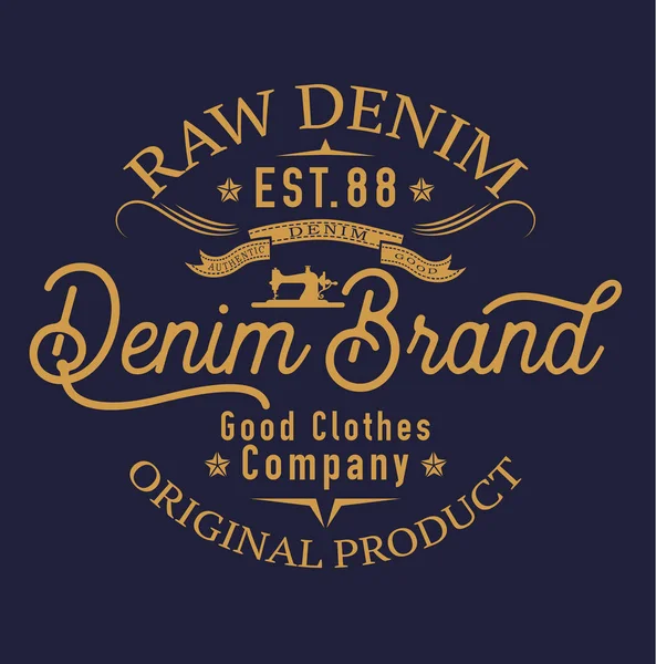 Denim Brand Tricou Print Vector — Vector de stoc