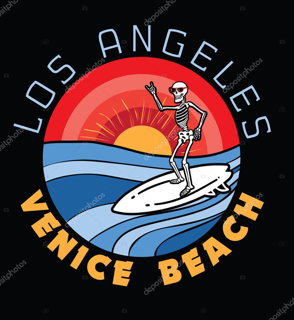 Skeleton surfer.Venice beach
