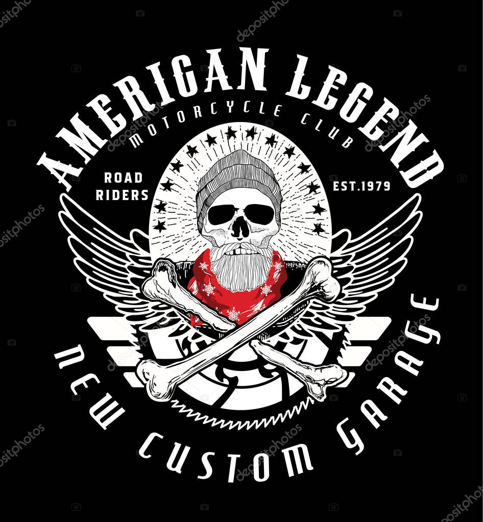 skull and motorcyclist.vector design.