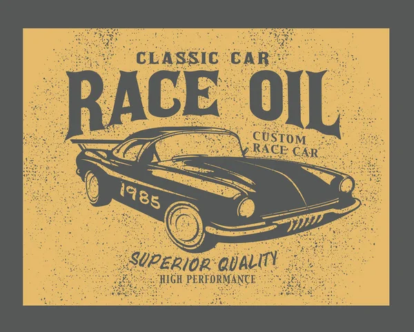 Vintage Illustration Retro Race Car Apparel — Stock Vector