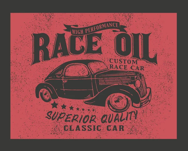 Vintage Illustration Retro Race Car Apparel — Stock Vector