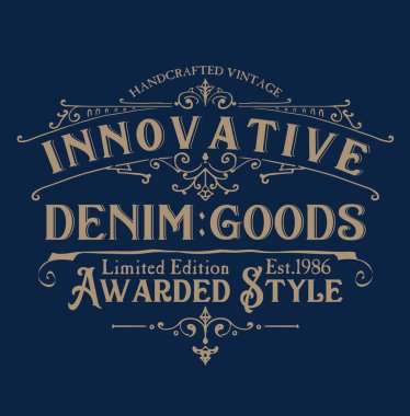Denim tipografi etiket. Grafik tasarım t-shirt kullanım için uygun