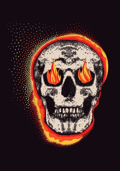 Schädel Den Flammen Grafikdesign Für Den Einsatz Shirts — Stockvektor