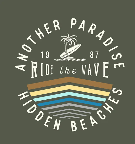 Otro Paraiso Playas Ocultas Diseño Gráfico Surf Estilo Retro Adecuado — Vector de stock