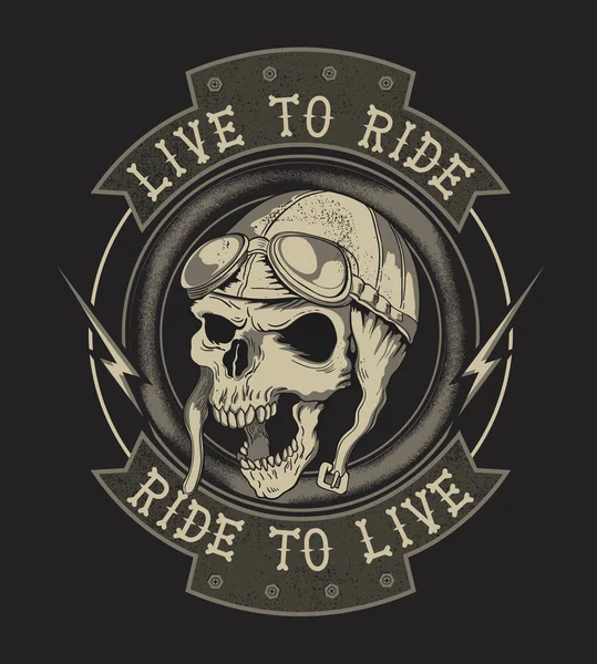 Lambang Skull Biker Vintage Desain Grafis Yang Cocok Untuk Dipakai - Stok Vektor