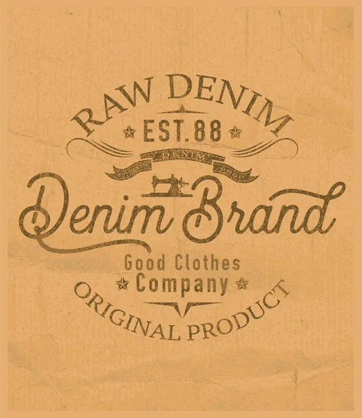 Vintage Raw Denim Diseño Gráfico Adecuado Para Uso Camisetas — Archivo Imágenes Vectoriales