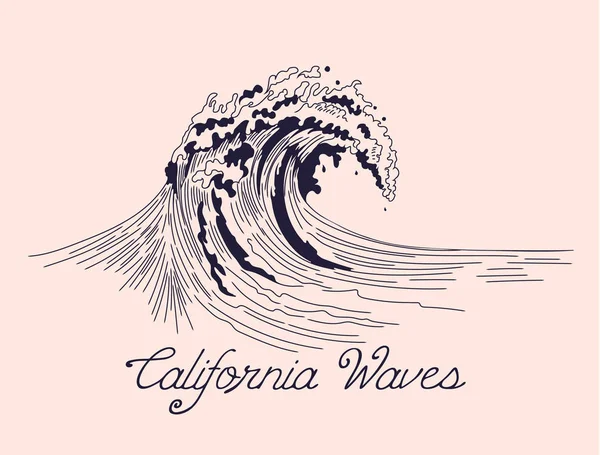 Californië Golven Grafisch Ontwerp Geschikt Voor Gebruik Shirts — Stockvector