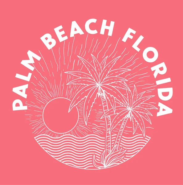 T恤印花设计棕榈滩佛罗里达州 — 图库矢量图片