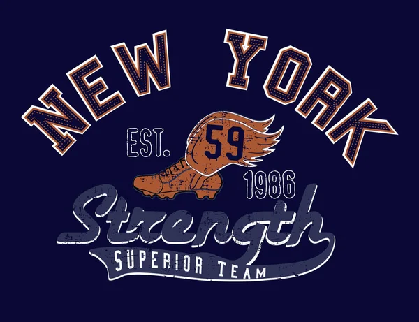 Sportig Shirt Print Design Med Text New York Vektor Illustration — Stock vektor