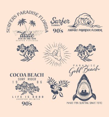 Altın Sahil Macerası. Büyük beyaz. Vektör baskısı tasarımı.