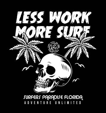 Kafatası yaz tişört baskısı tasarımı, vektör, illüstrasyon