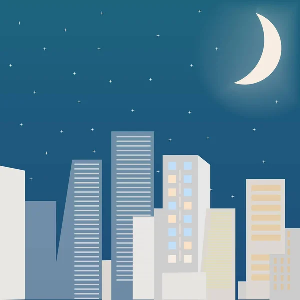 City Scape di notte. Illustrazione vettoriale piatto . — Vettoriale Stock