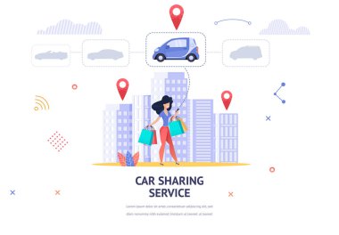 Afiş illüstrasyon genç kız Online araba seçin