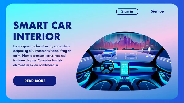Interno Smart Car. Banner di design vettoriale futuro . — Vettoriale Stock