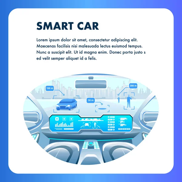 Smart Car Social Media Banner. Autonomus vehicle. — Stock Vector