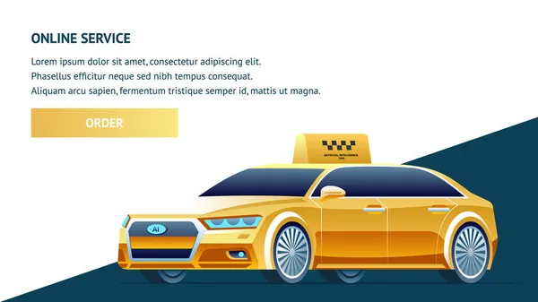 黄色のタクシー オンライン サービス。ベクトル図. — ストックベクタ