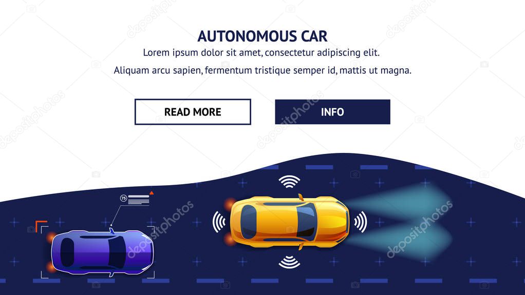 Autonomus Car Transport. Flat Vector Illustration