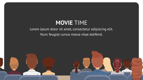 Grupo Vector Personas sentadas en el cine. Tiempo de película — Vector de stock