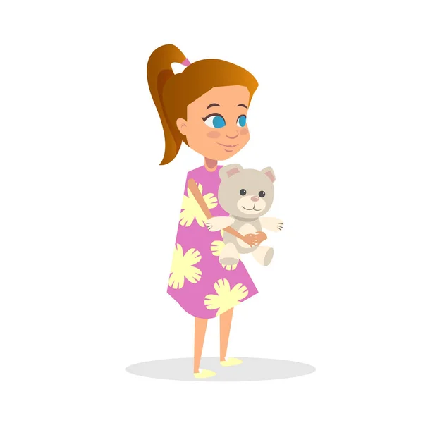 Cute Redhead Girl Cartoon Vector Flat Illustration — Stock Vector